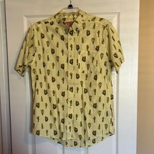 Brooklyn Cloth yellow cactus short sleeve button down shirt size medium